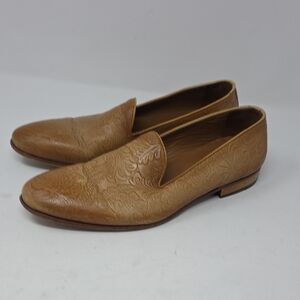 Taft The Monaco Loafer in Honey Floral Embossed Tan Loafers Size 42